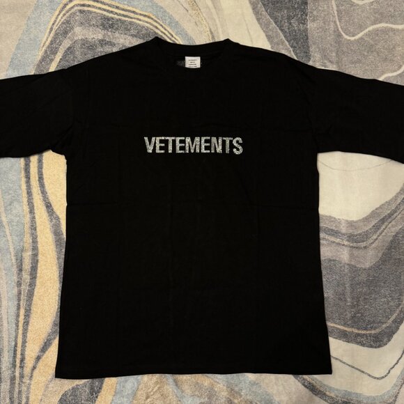 Vetements Other - VETEMENTS Black Crystal Cut T Shirt Mens Size Large